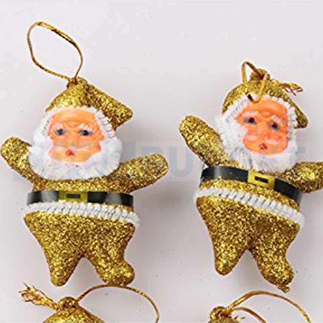 2 Pcs Gold Color Santa Claus – Small Hanging Christmas Tree Decorations (8.5 cm)