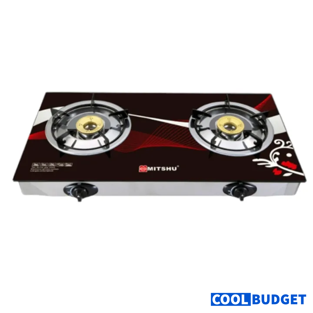 Mitshu 2 Burner Glass Top Gas Cooker (MGS-GT622) – Stylish, Efficient & Affordable