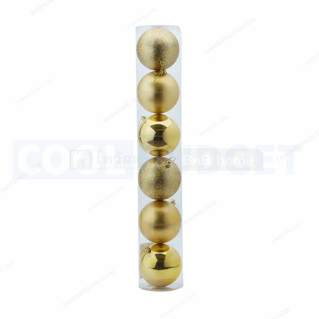 6 Pcs Gold Color Christmas Baubles – Shatterproof Dark Grey Tree Decorations (6.5 cm)