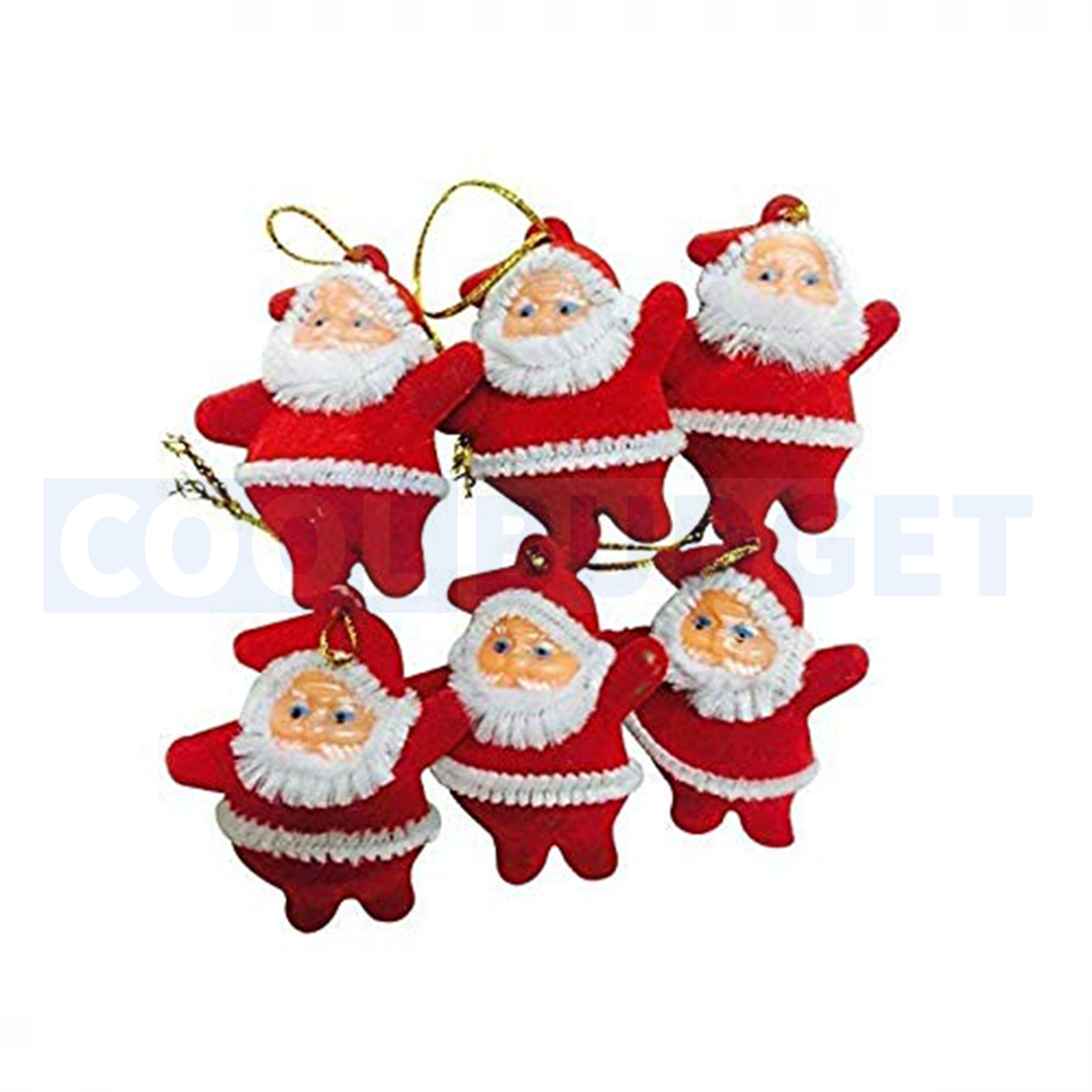 6 Pcs Mini Santa Claus – Small Hanging Christmas Tree Decorations (5.5 cm)
