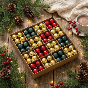 Multi Color Christmas Ornament Set - Gold, Red & Green Traditional Collection