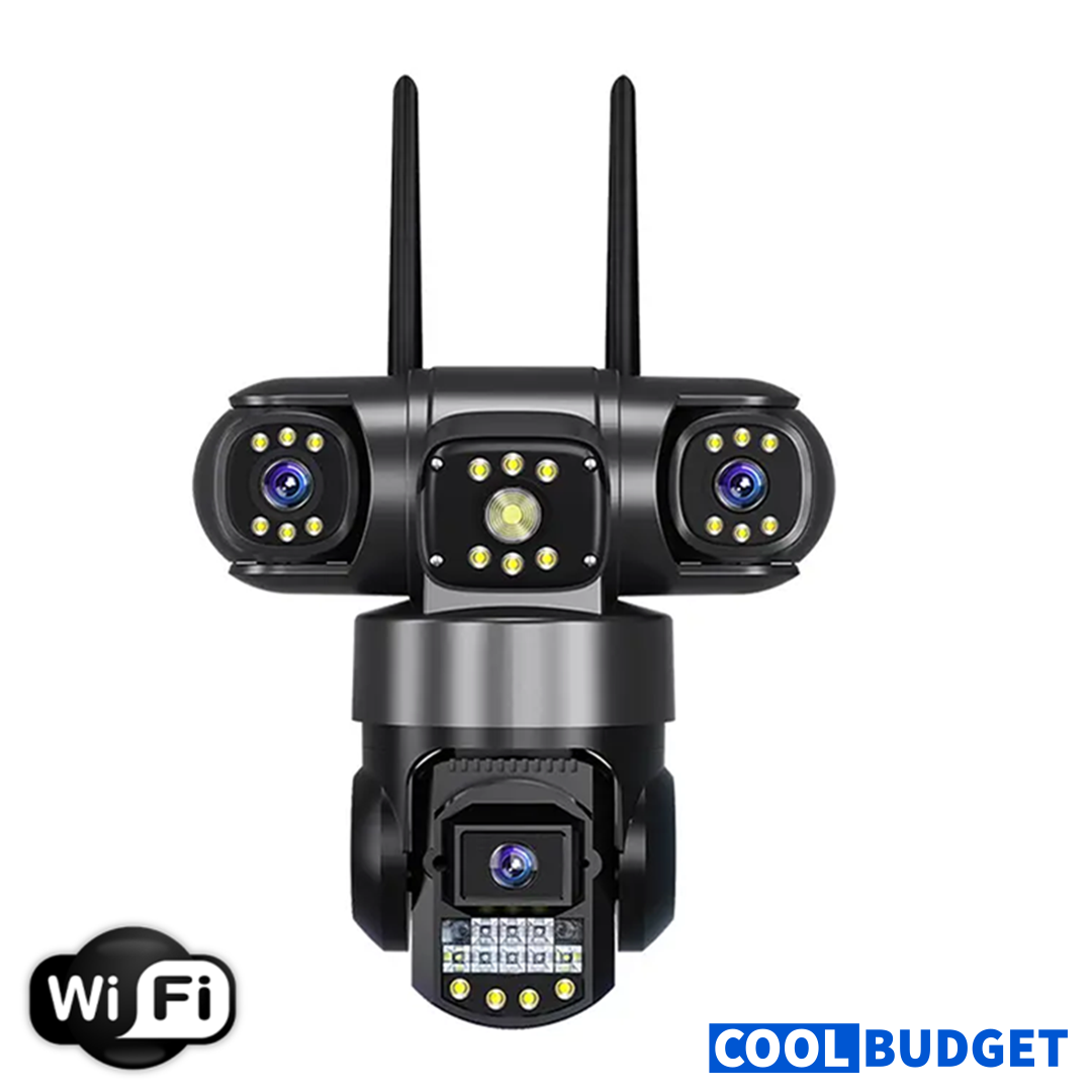 Wifi Triple Lens 6Mp CCTV Camera with Two Way Audio, Night Vision Color (code:1028B)