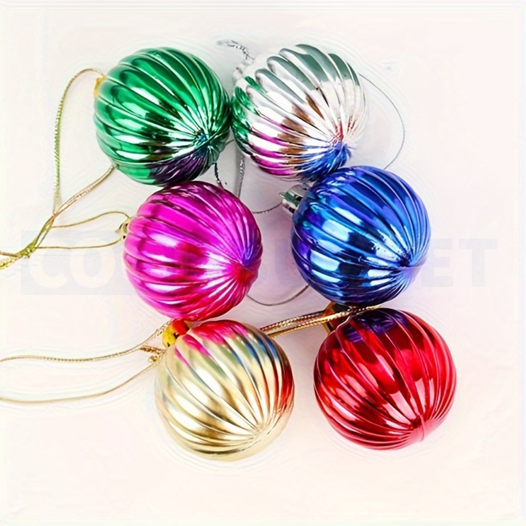 6 Pcs Christmas Decoration Hanging – Ornate Baubles Assorted Colours (9 cm)