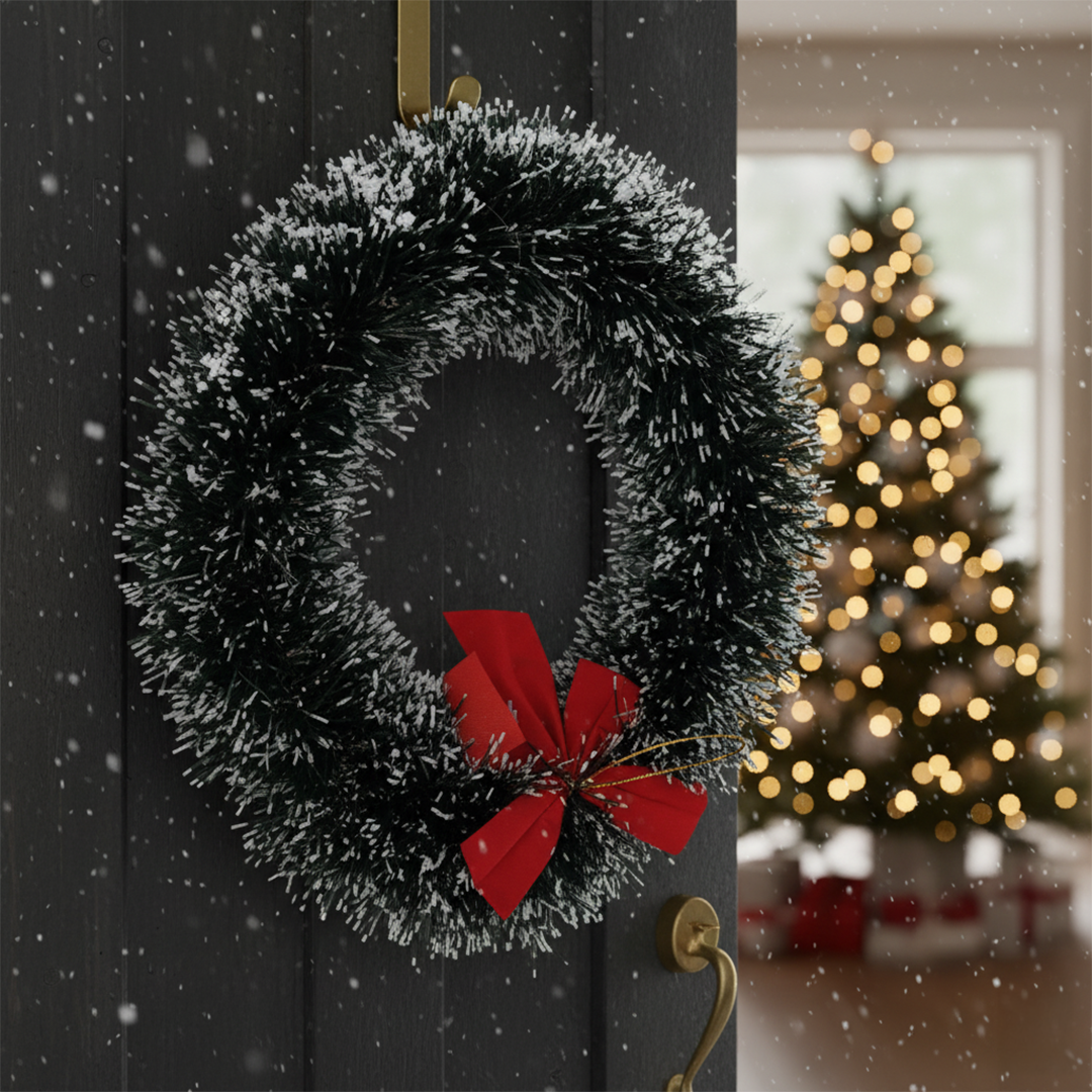 Christmas Bowknot Green Wreath Decorative Pendants Exquisite Design Lightweight Festival Decoration