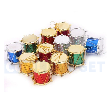 12 Pcs Christmas Mini Drums – Hanging Xmas Tree Decorations (Small)