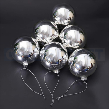 6 Pcs Silver Color Christmas Decoration Hanging – Ornate Baubles Assorted Colours (6.5 cm)