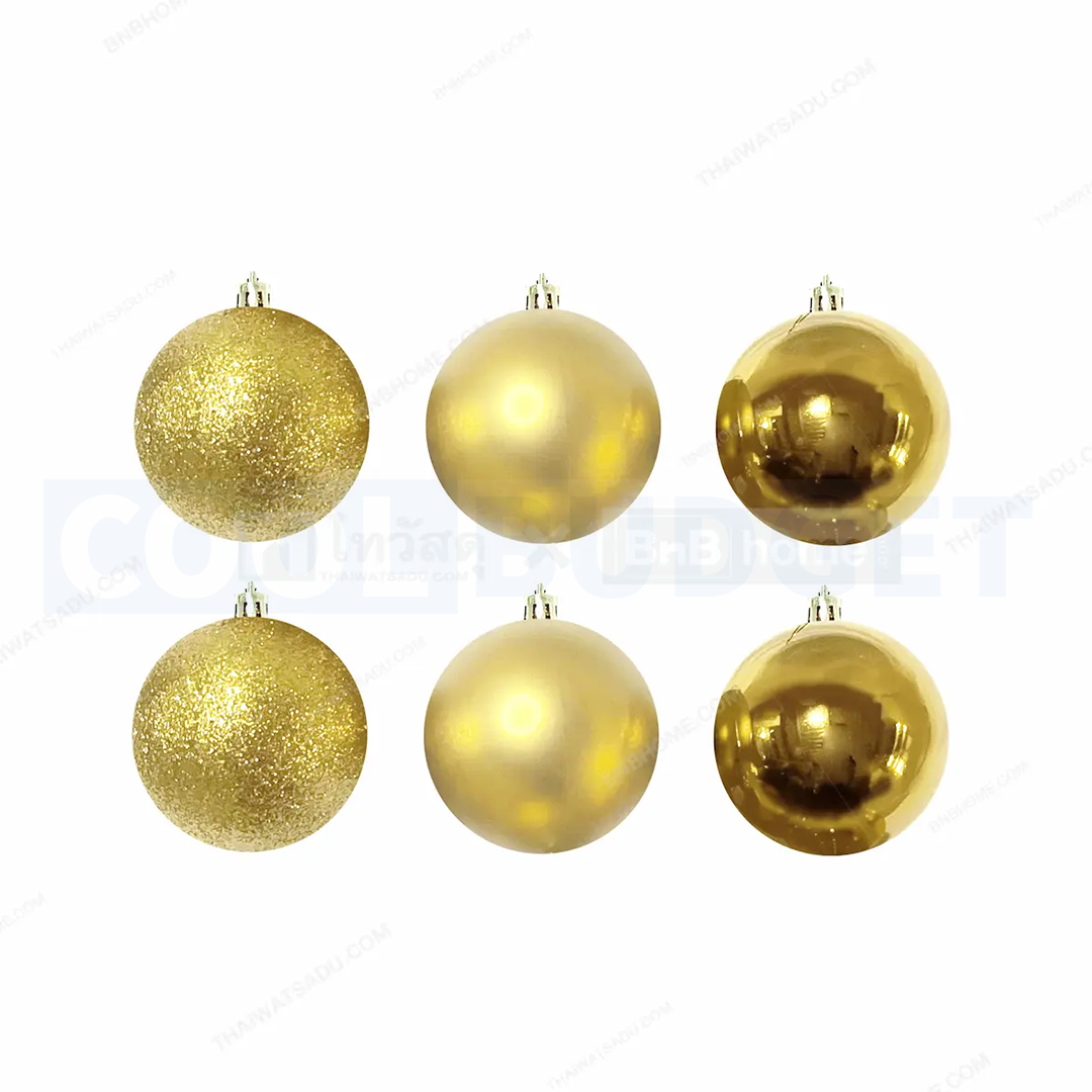 6 Pcs Gold Color Christmas Baubles – Shatterproof Dark Grey Tree Decorations (6.5 cm)
