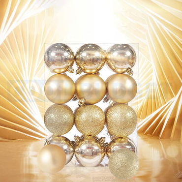 12 Pcs Gold Color Unbreakable Christmas Ball Ornaments Set – Decorative Baubles for Tree, Glossy & Matte Finish (2.5 cm)