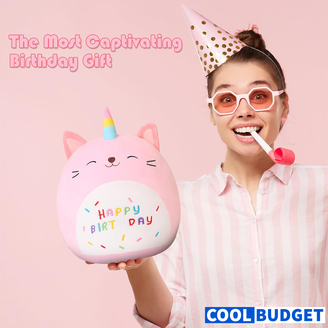 SQEQE Unicorn Cat Plush Kawaii Birthday Cat Plushies Pillow Cat Stuffed Animal Toy Soft Plushie Doll Gifts for Kids Decor(Caticorn, 8 Inch)