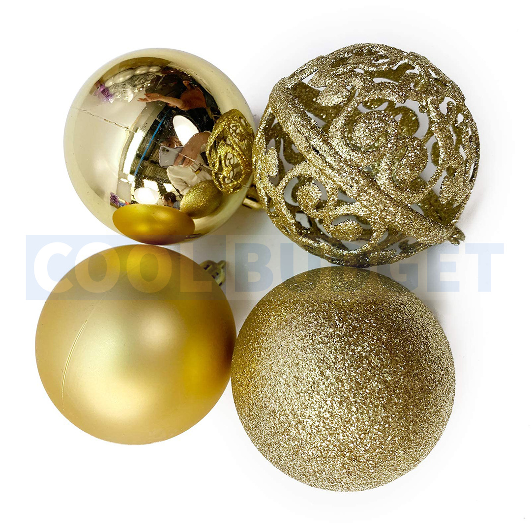 12 Pcs Gold Balls Tree Pendants – Shatterproof Christmas Tree Ornaments