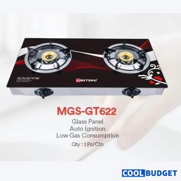 Mitshu 2 Burner Glass Top Gas Cooker (MGS-GT622) – Stylish, Efficient & Affordable