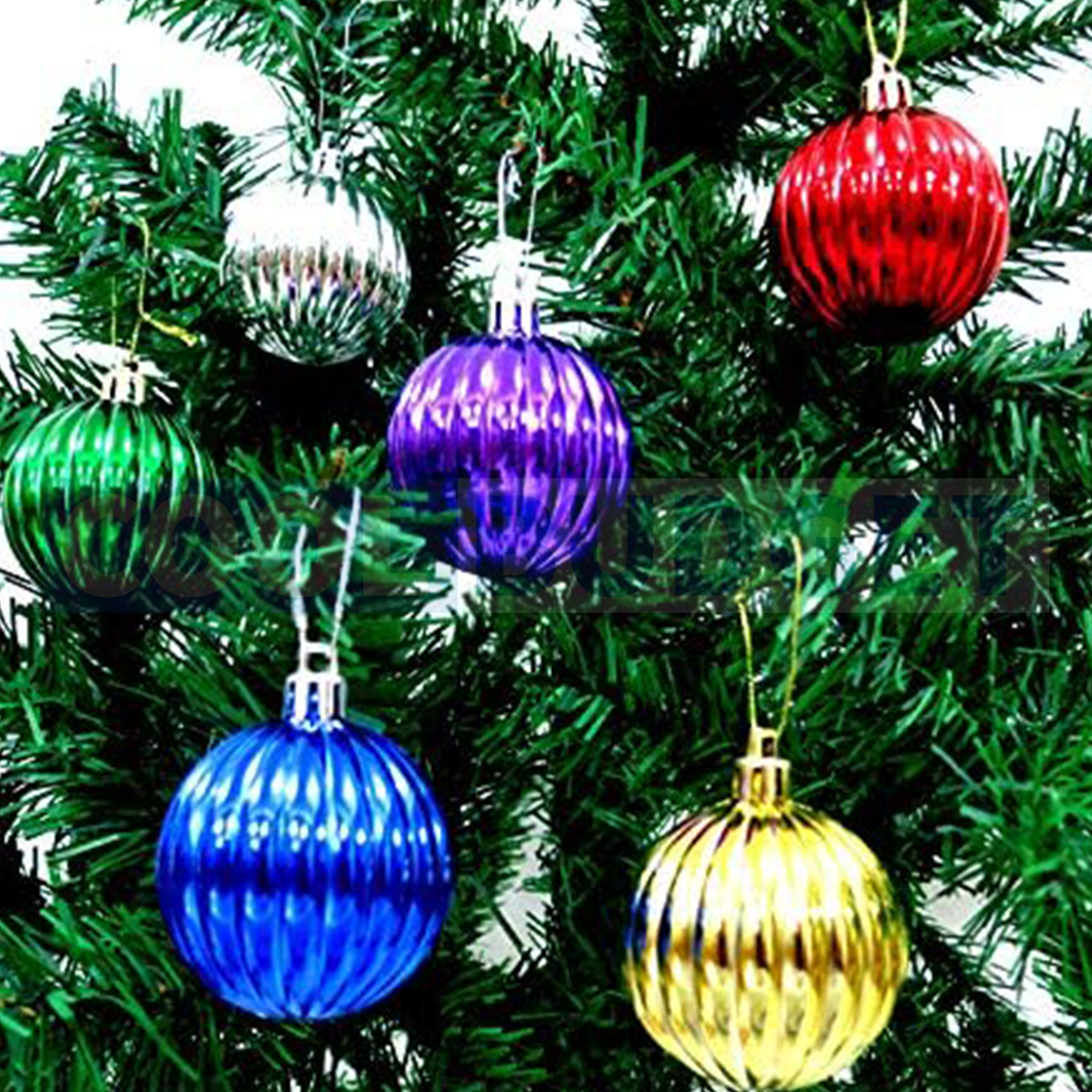 6 Pcs Christmas Decoration Hanging – Ornate Baubles Assorted Colours (9 cm)