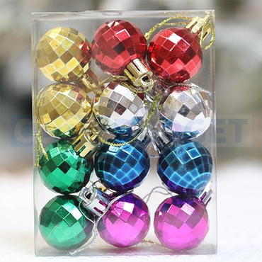 12 Pcs Decorative Multicolor Christmas Balls – Tree Hanging Ornaments Xmas Decor (3 cm)