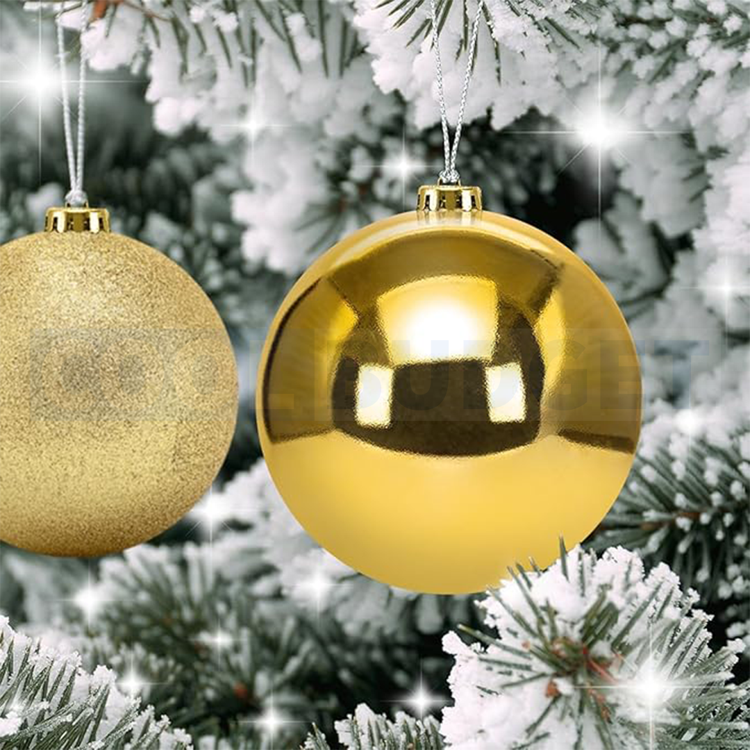 6 Pcs Gold Color Big Ball Ornaments (Pack of 6 with 3 Different Patterns) – Tree Balls with Hanging Loop for Xmas Tree Holiday (4 cm)