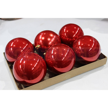 6 Pcs Red Color Christmas Decoration Hanging – Ornate Baubles Assorted Colours (6.5 cm)