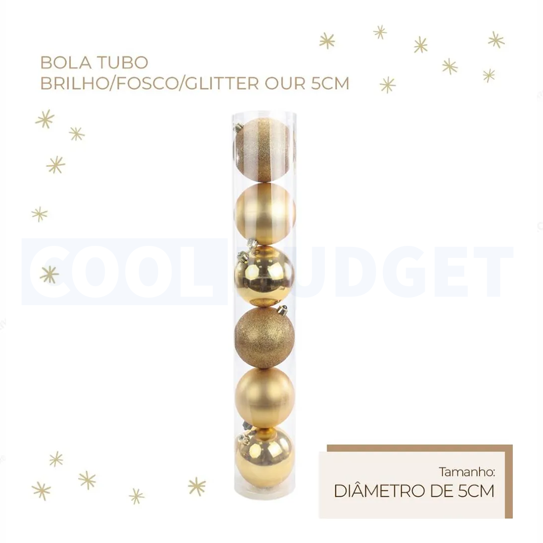 6 Pcs Gold Color Christmas Baubles – Shatterproof Dark Grey Tree Decorations (6.5 cm)