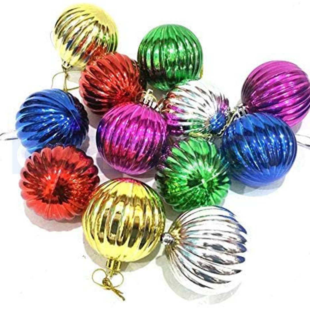 6 Pcs Christmas Decoration Hanging – Ornate Baubles Assorted Colours (9 cm)