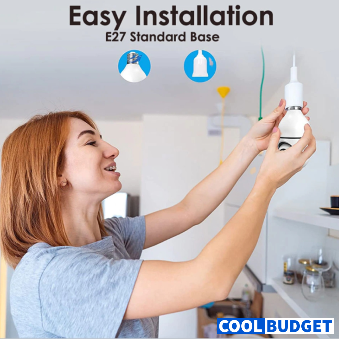2MP E27 Bulb Camera WiFi Indoor Video Surveillance 1080P Home Security Monitor Full Color Night Vision Auto Tracking (CODE:1012)