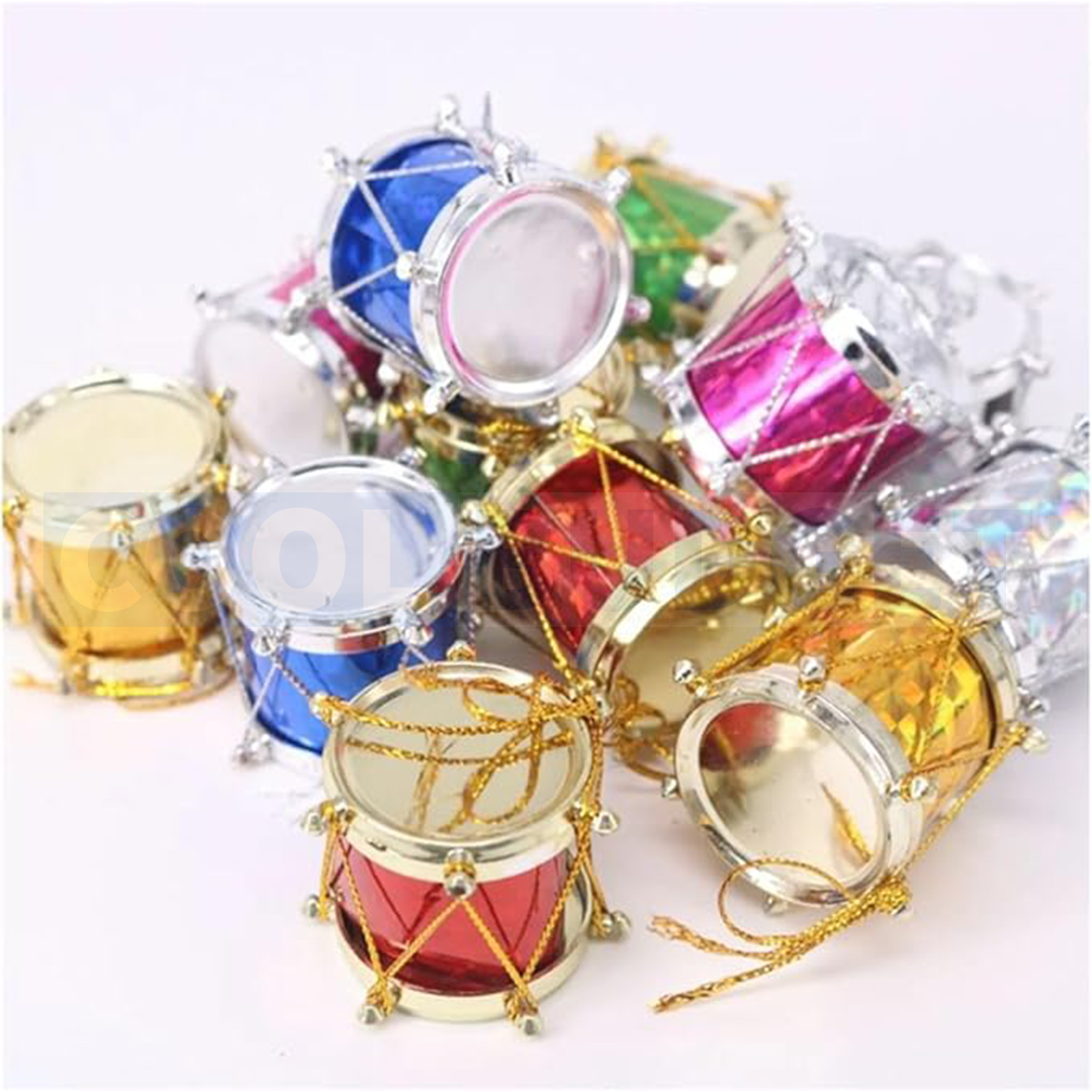 12 Pcs Christmas Mini Drums – Hanging Xmas Tree Decorations (Small)