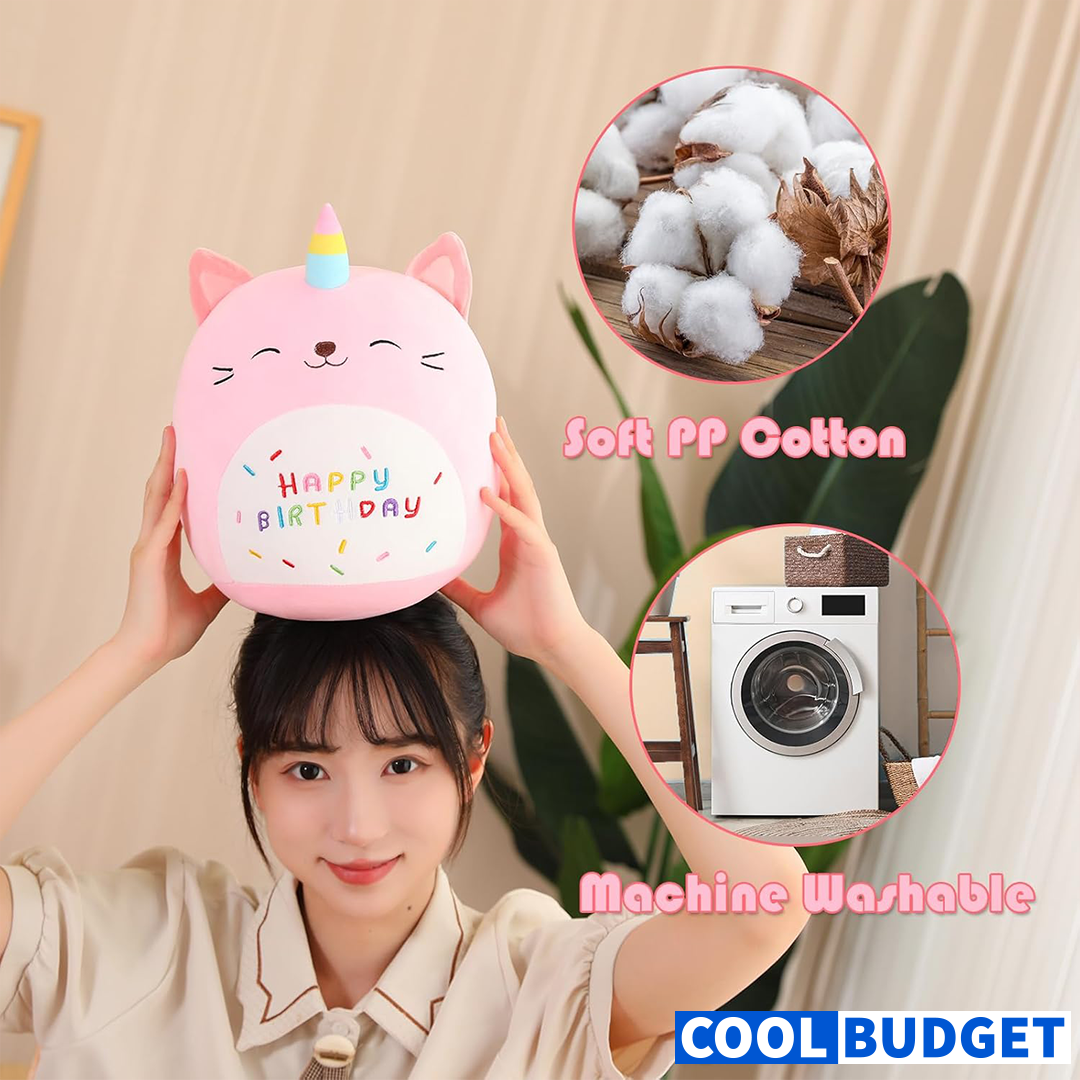 SQEQE Unicorn Cat Plush Kawaii Birthday Cat Plushies Pillow Cat Stuffed Animal Toy Soft Plushie Doll Gifts for Kids Decor(Caticorn, 8 Inch)