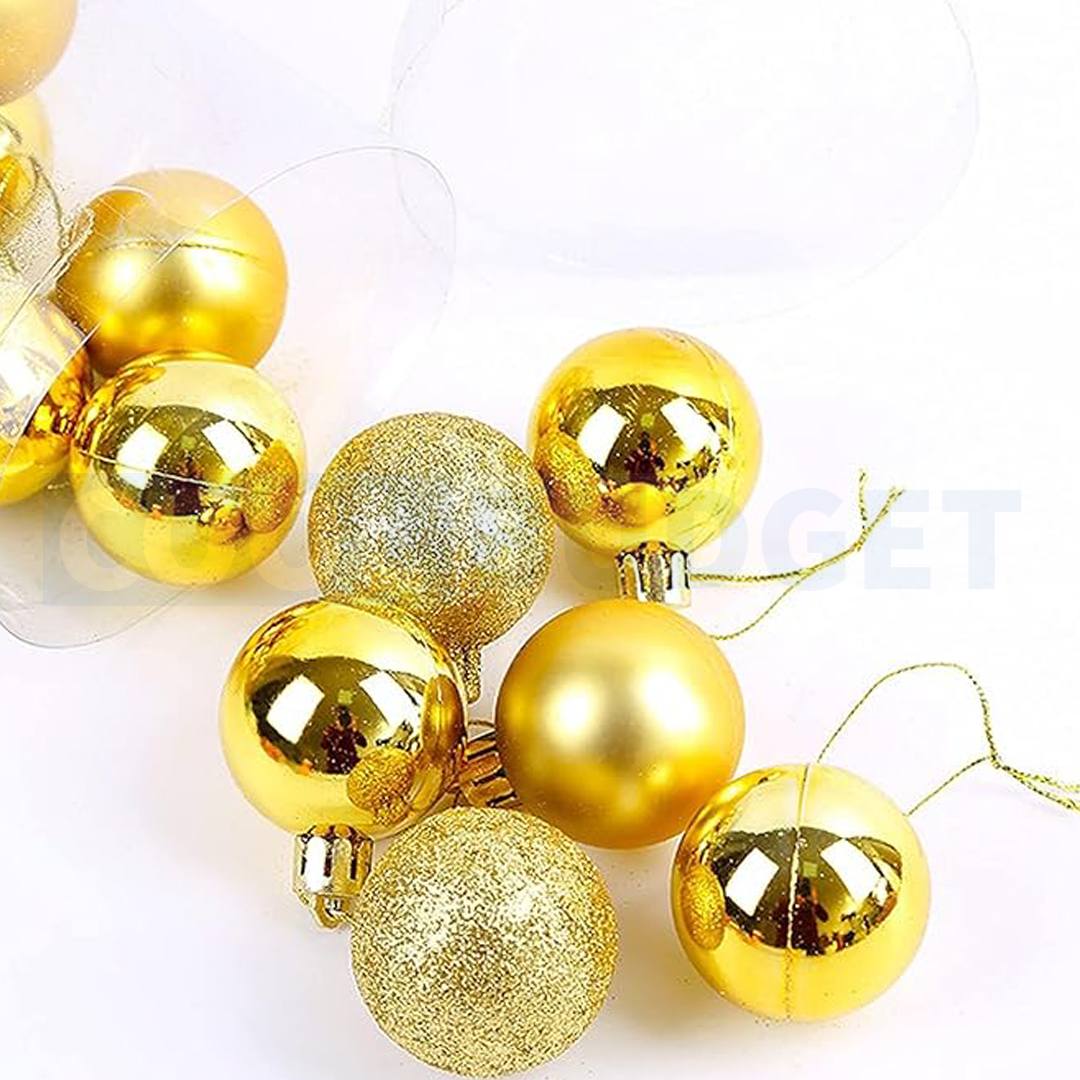 6 Pcs Gold Color Big Ball Ornaments (Pack of 6 with 3 Different Patterns) – Tree Balls with Hanging Loop for Xmas Tree Holiday (4 cm)