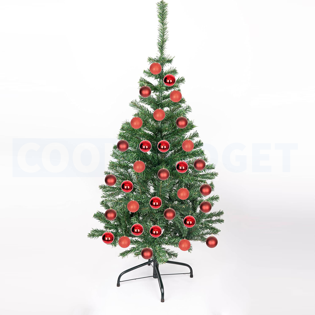 6 Pcs Red Color Christmas Baubles – Shatterproof Dark Grey Tree Decorations (6.5 cm)