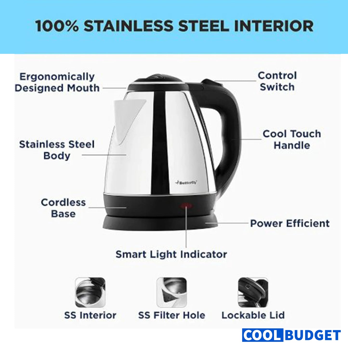 Butterfly 1.5L Electric Kettle (1500W)