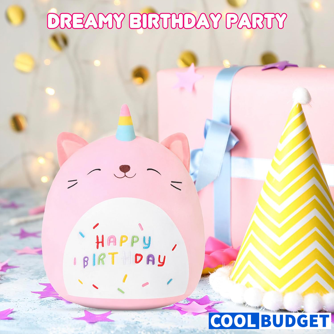 SQEQE Unicorn Cat Plush Kawaii Birthday Cat Plushies Pillow Cat Stuffed Animal Toy Soft Plushie Doll Gifts for Kids Decor(Caticorn, 8 Inch)