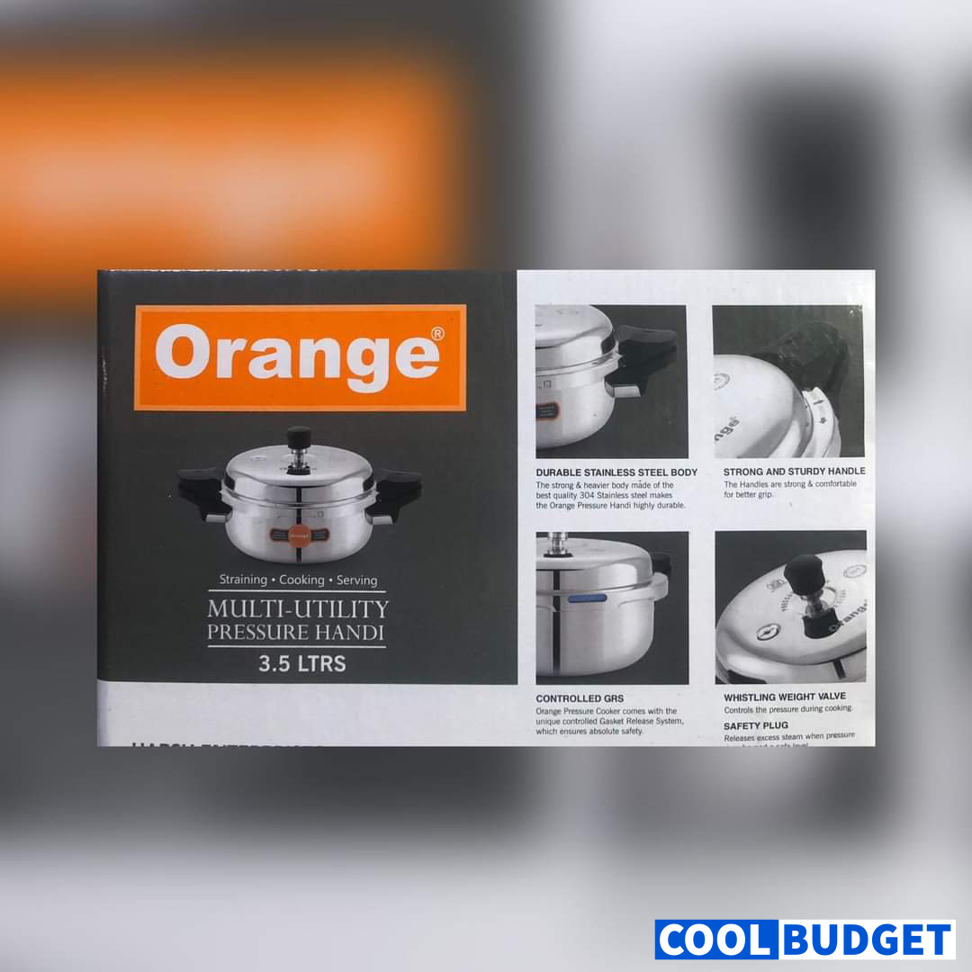 Orange Triply Pressure Cooker – 3.5 Litres