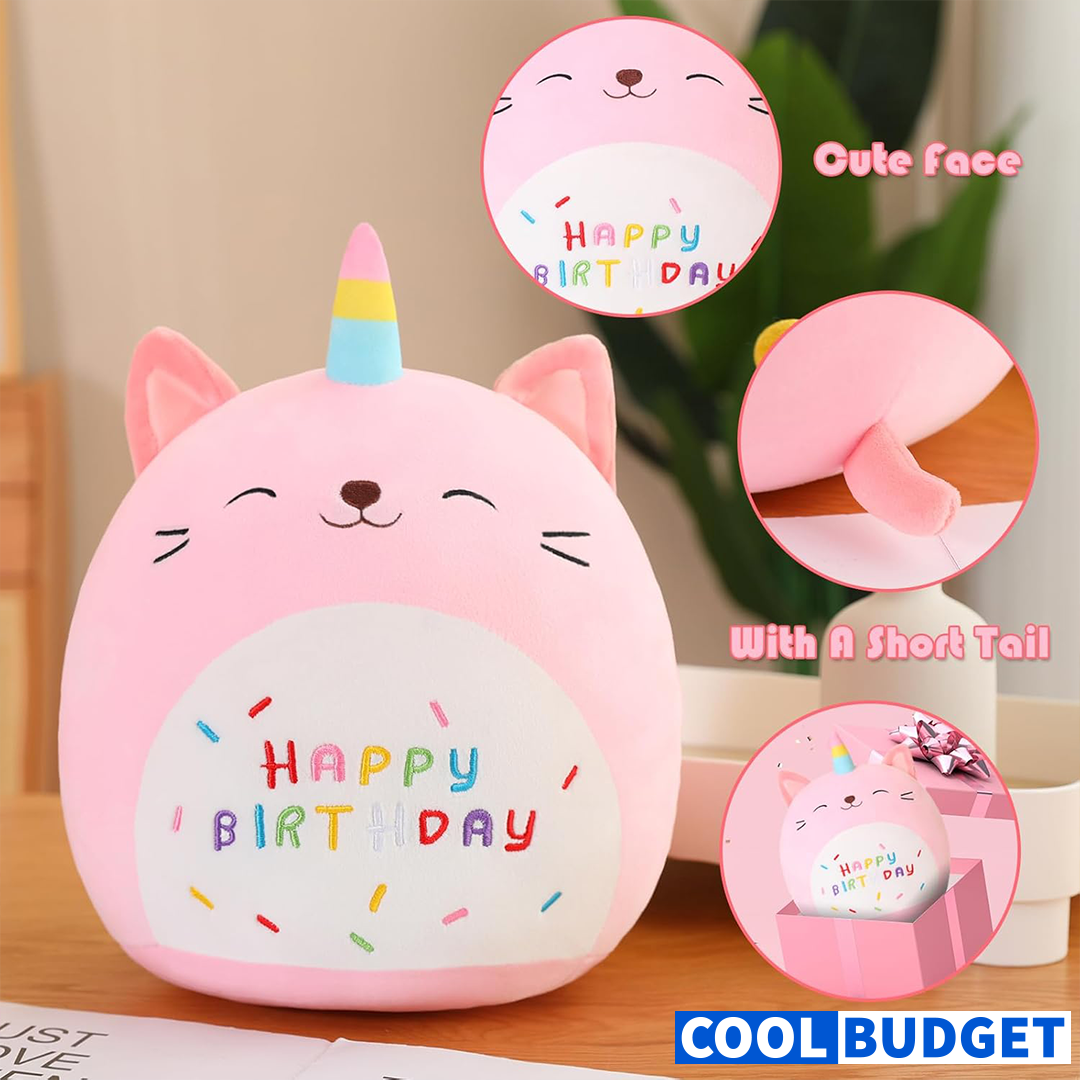SQEQE Unicorn Cat Plush Kawaii Birthday Cat Plushies Pillow Cat Stuffed Animal Toy Soft Plushie Doll Gifts for Kids Decor(Caticorn, 8 Inch)