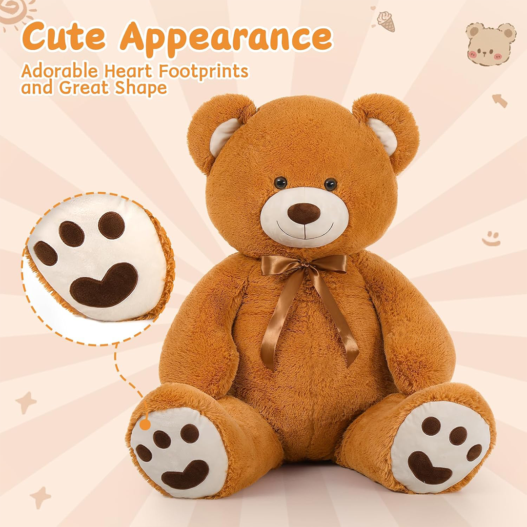 Teddy Bear Stuffed Animal 4ft, Big Teddy Bear Plush for Baby Shower, Life Size Stuffed Bear Gifts for Kids, Girls, Girlfriend, Women on Valentine, Christmas, Birthday(Brown )