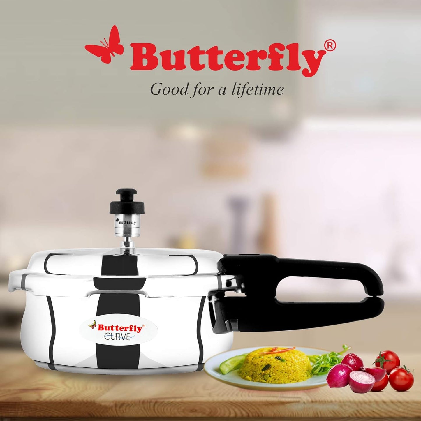 BUTTERFLY CURVE STAINLESS STEEL PRESSURE COOKER 2L,3L,& 5L