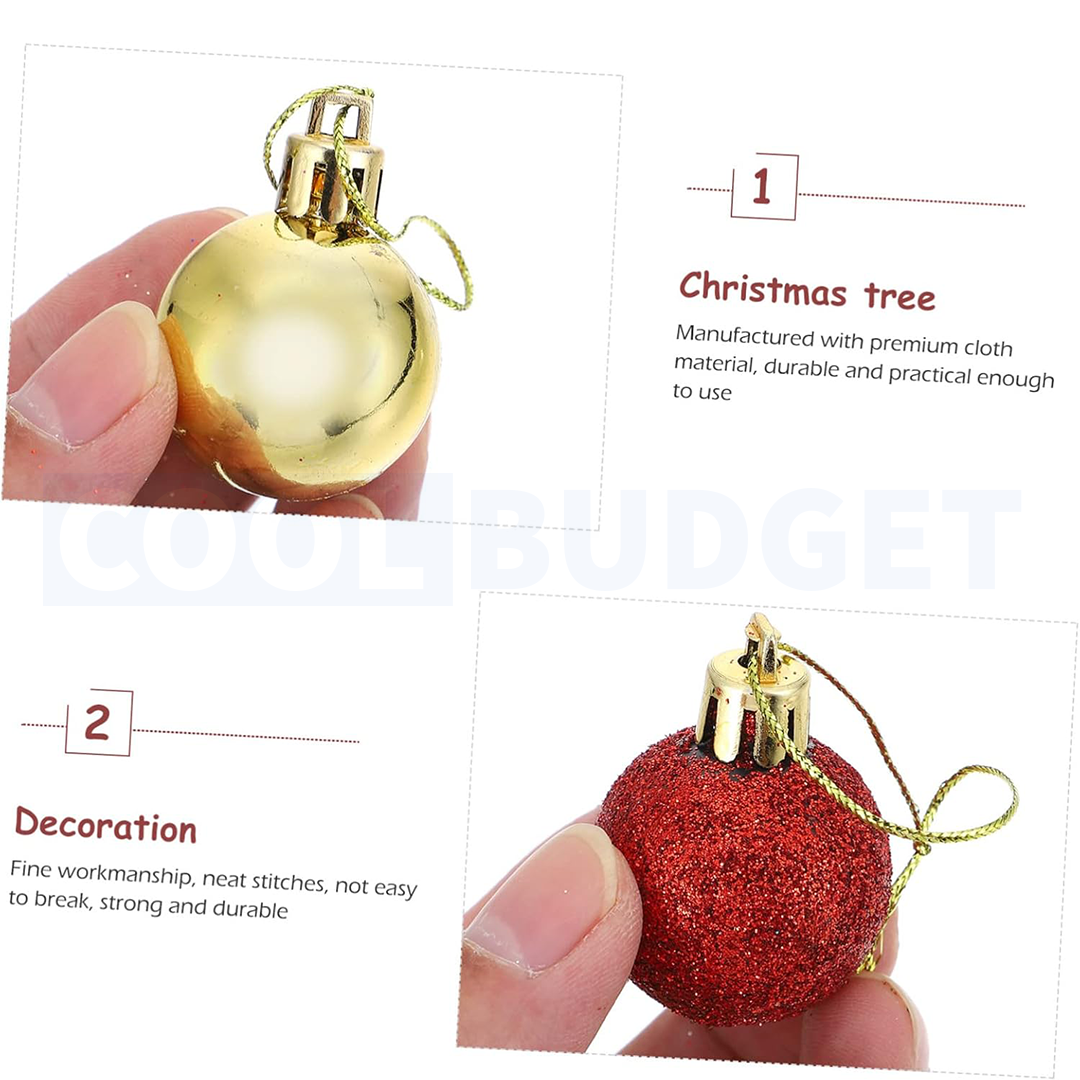 12 Pcs Unbreakable Red Christmas Ball Ornaments Set – Decorative Baubles for Tree, Glossy & Matte Finish 2.5 cm