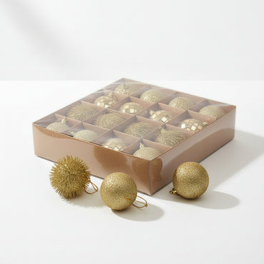 Gold Christmas Ornament Set - 16 Balls Premium Shatterproof Tree Decorations