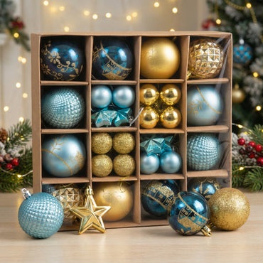 Luxe Teal & Gold Christmas Ornament Collection