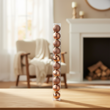 Copper Bronze Christmas Ornament Set β 12-Piece Shatterproof Baubles