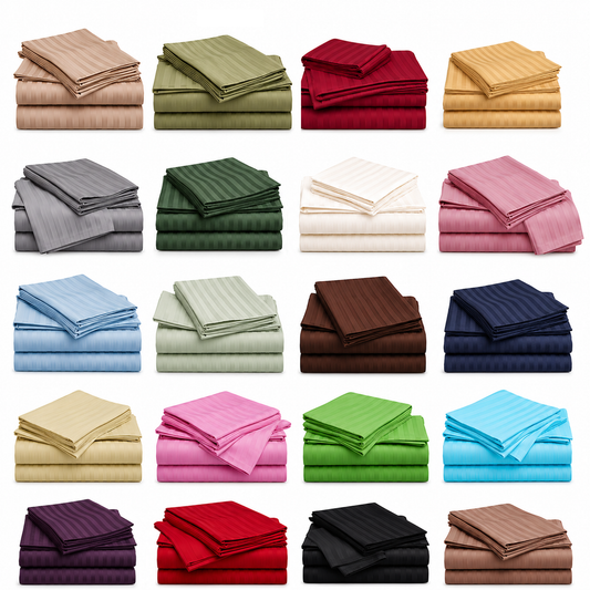 100% Cotton Egyptian Striped Bed sheets - Soft, Stylish and Comfortable - Multi Colours - Free Delivery