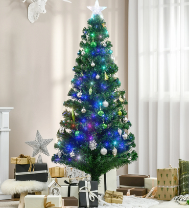 6ft Artificial Prelit Fiber Optic Christmas XMAS Tree Slim with Lights Clearance
