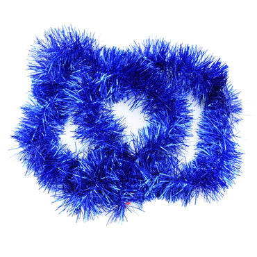 Vibrant Blue Tinsel Garland for Christmas Decor – 1 pcs