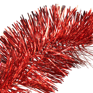 Vibrant Red Tinsel Garland for Christmas Decor – 1 pcs
