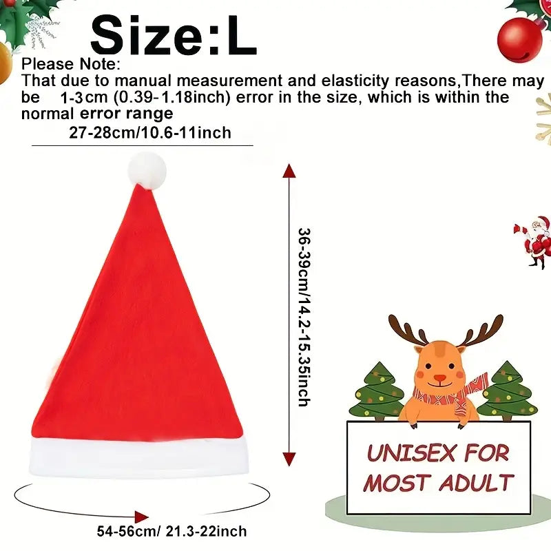1pcs Red Velvet Santa Claus Christmas Hat – Festive Holiday Accessory