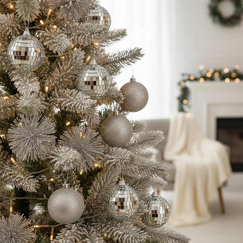 Elegant Silver Christmas Ornament Set - 16 Balls Premium Shatterproof Holiday Decorations