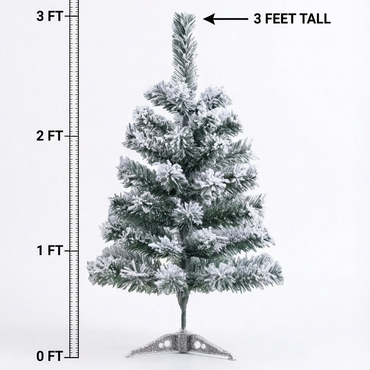 3 Ft Green Artificial Christmas Tree, Snow Flocked Xmas Tree