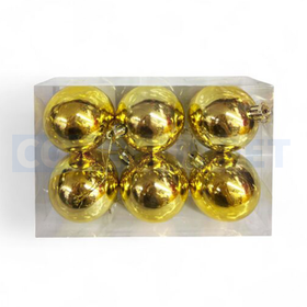 6 Pcs Gold Color Christmas Decoration Hanging – Ornate Baubles Assorted Colours (6.5 cm)