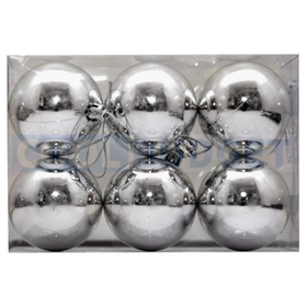 6 Pcs Silver Color Christmas Decoration Hanging – Ornate Baubles Assorted Colours (6.5 cm) - 1