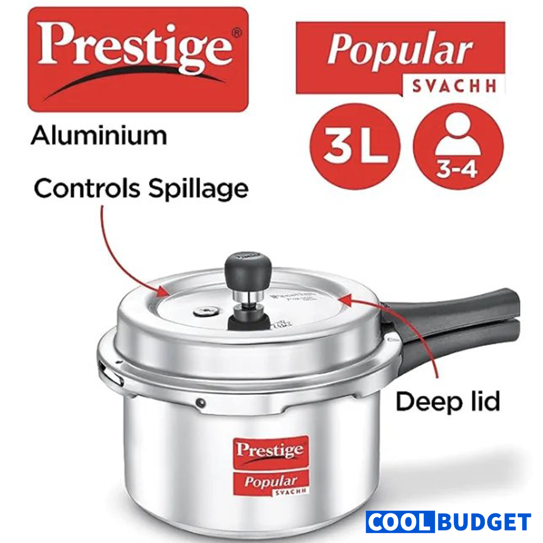 Prestige Svach 3L Aluminium Pressure Cooker – No Spill