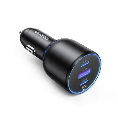 UGREEN 130W Dual Type-C & 1x USB Ports Metal Car Charger – EC705 - 35025