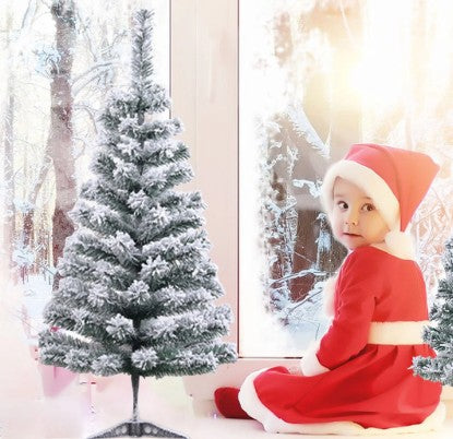 2 Ft Green Artificial Christmas Tree, Snow Flocked Xmas Tree