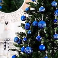 12 Pcs Blue Color Christmas Baubles – Shatterproof Dark Grey Tree Decorations (3.5 cm)