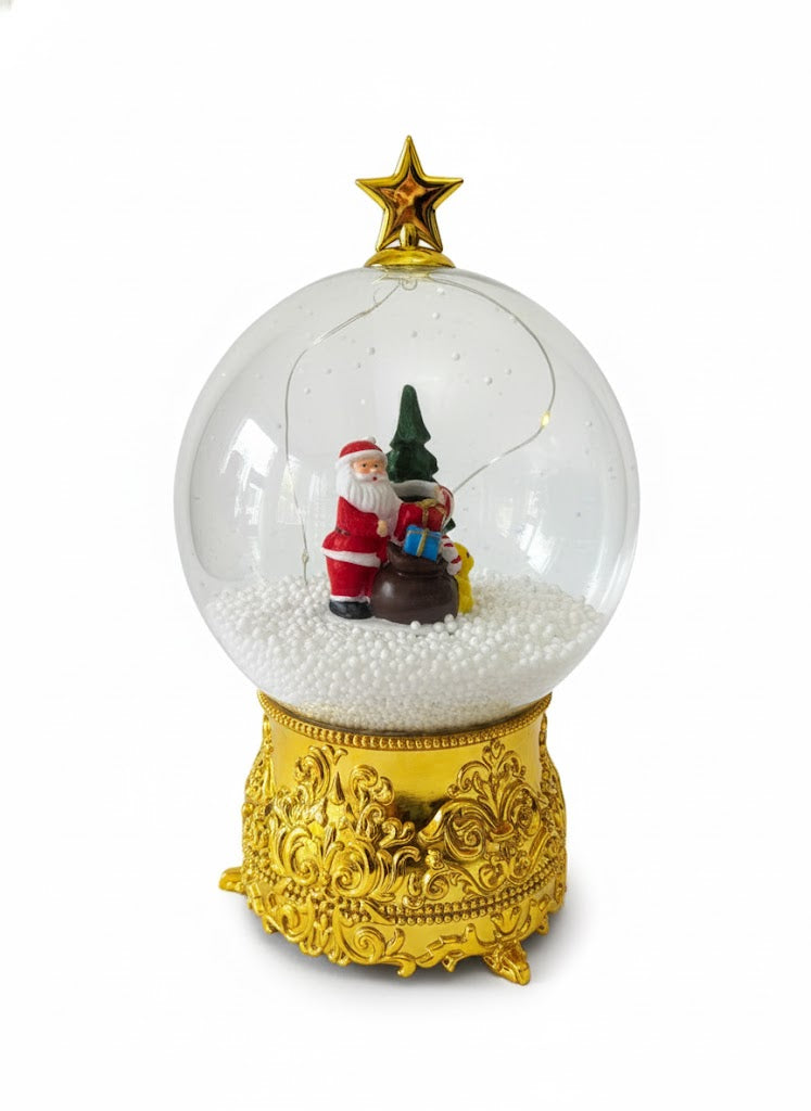 Gold Enchanted Musical Snow Globe with Automatic Blower & LED Lights